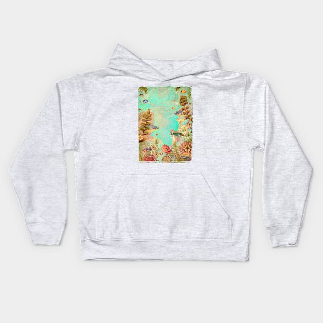 Tropical Caribbean Blue Collage Kids Hoodie by 3vaN